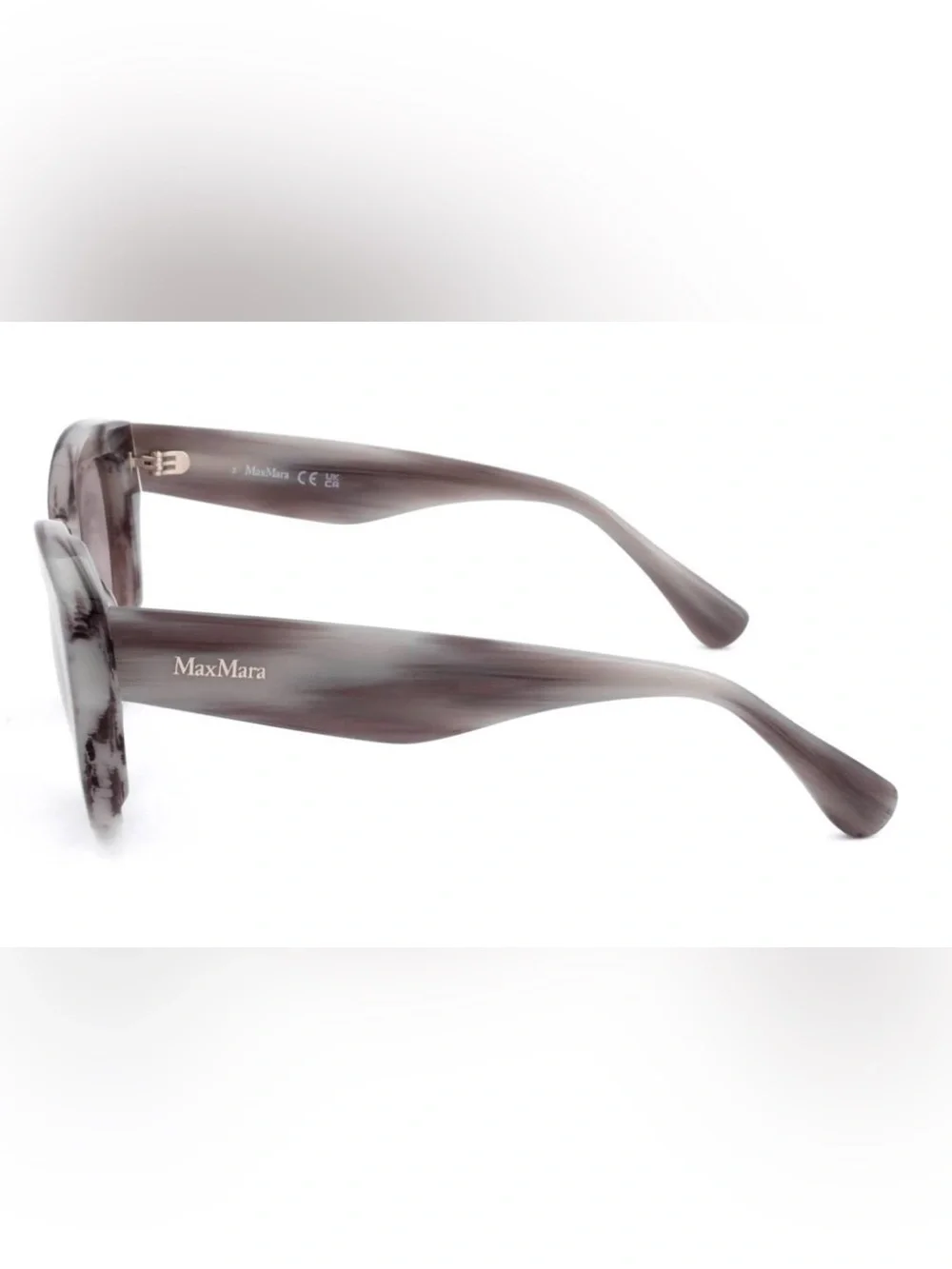 Max Mara Sunglasses Glimpse Cat Eye Taupe Beige Horn Frame Mirror Case New $260